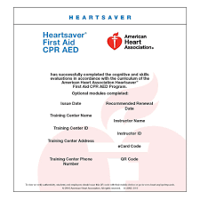 AHA Heartsaver CPR AED eCard