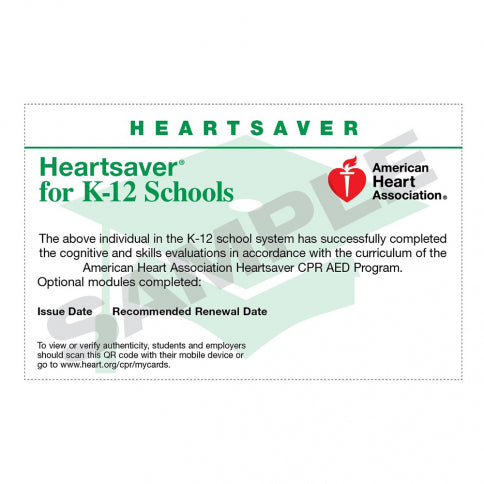 AHA Heartsaver for K-12 Schools eCard