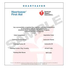 AHA  Heartsaver First Aid eCard